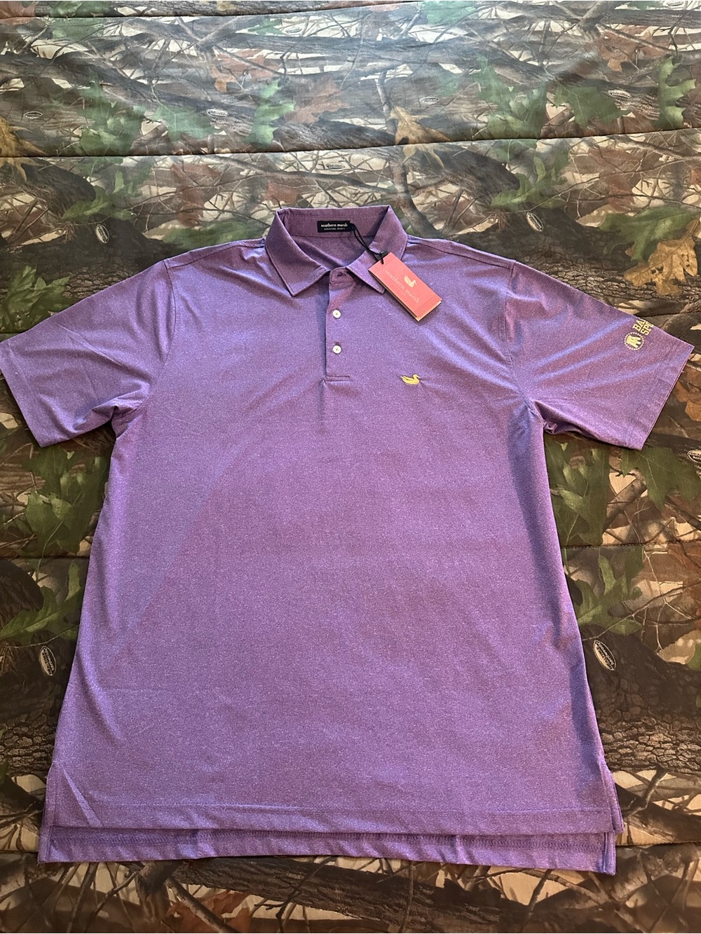 Southern Marsh Purple Polo with Yellow Duck Logo - Barstool Sports Edition